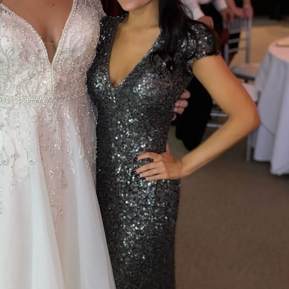 Primavera Couture - Gunmetal Bridesmaid/Prom Dress, Size 0/00 - Picture 4 of 5